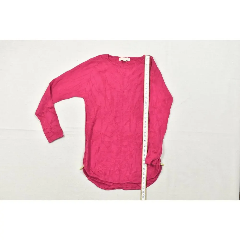 Michael Kors Pink Long Sleeve Cotton Blend Side Zip Pullover Sweater Womens Smal